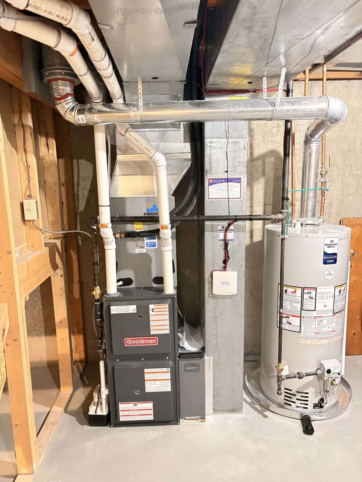 Completed residential furnace and hot water heater installation